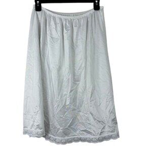 VTG 50s Velrose Ivory Satin Lace Trim Half Slip Sz 36-38 Coquette